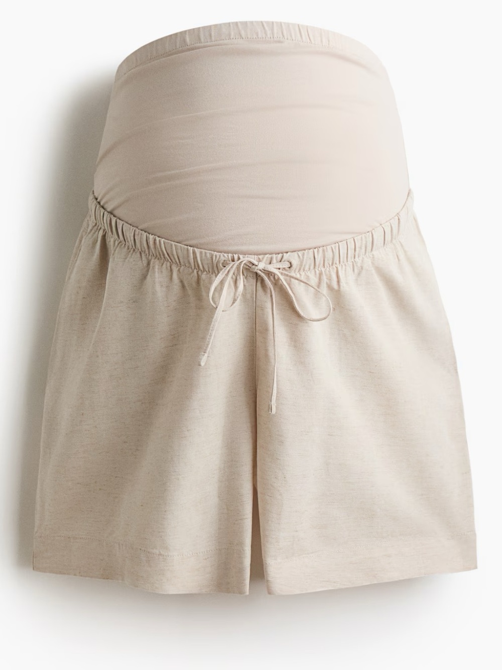 LIKE NEW H&M MAMA LINEN-BLEND SHORTS BEIGE